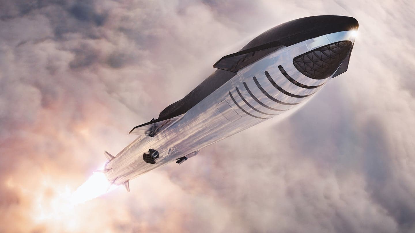 Starship od SpaceX při letu na oběžnou dráhu