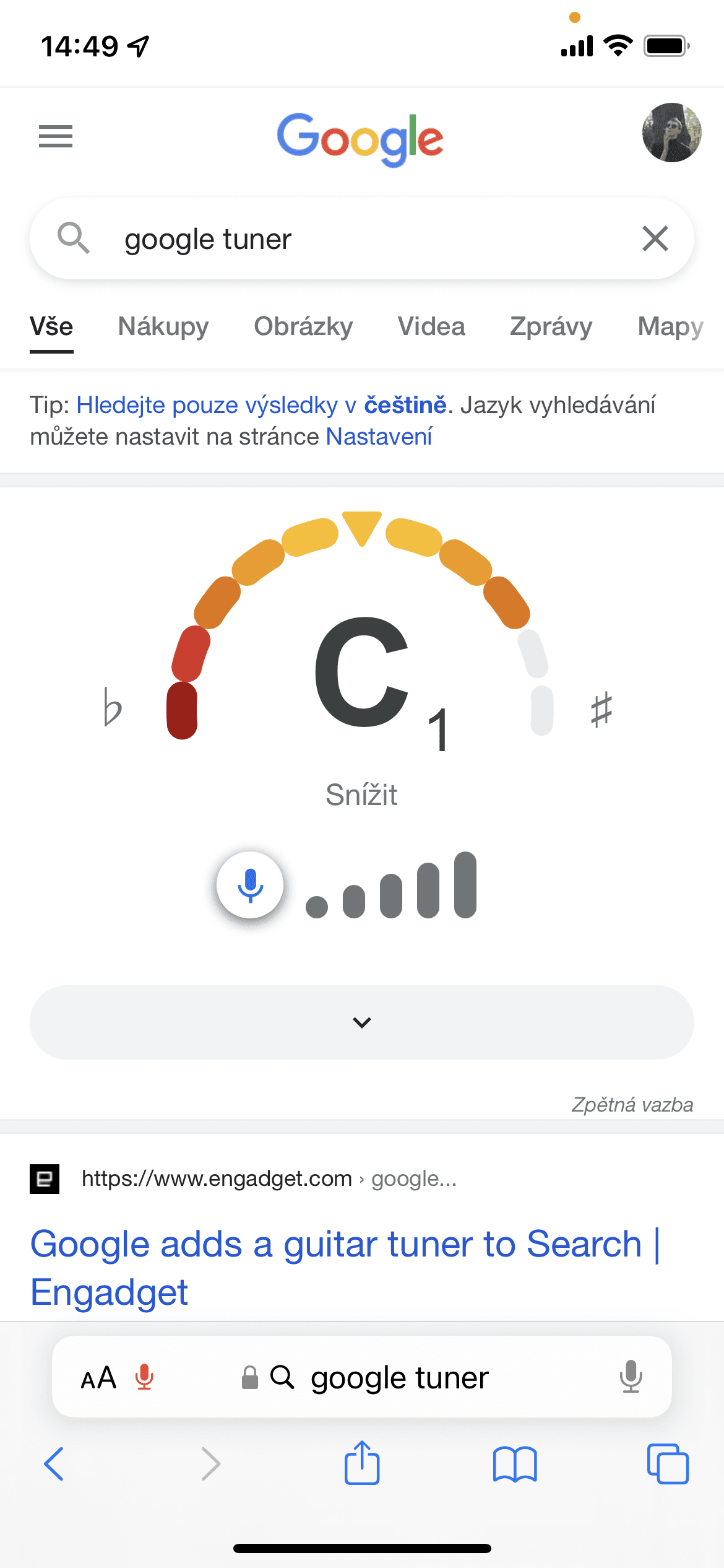 Google tuner, webový nástroj ladičky