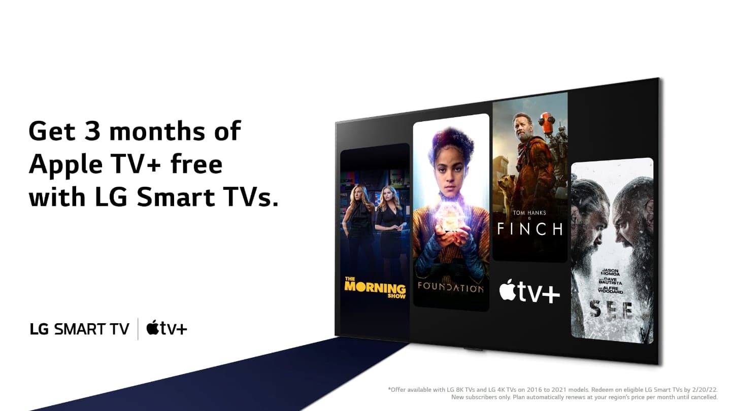 Apple TV Plus zdarma na LG televizorech