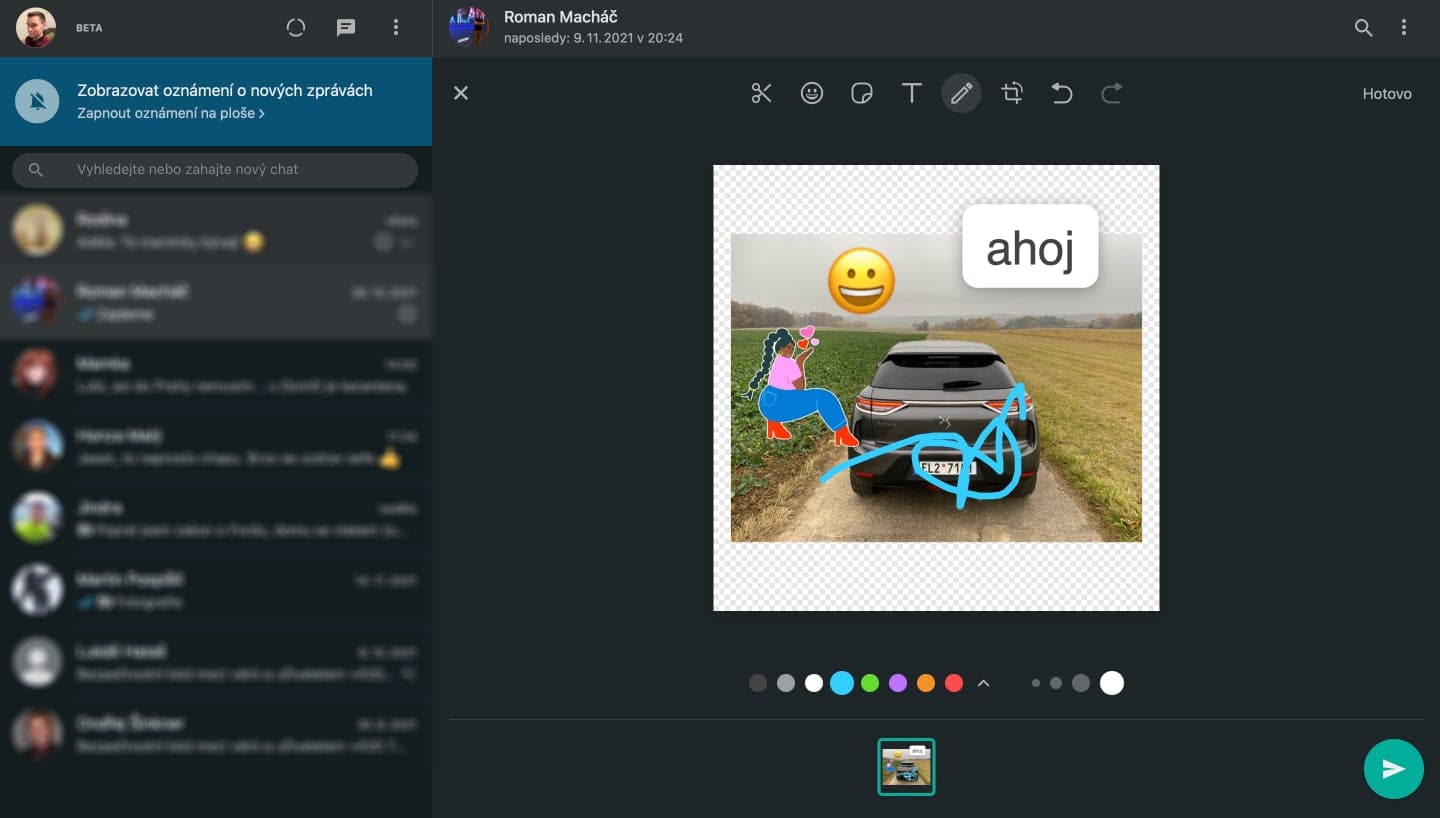 WhatsApp editor Nálepek
