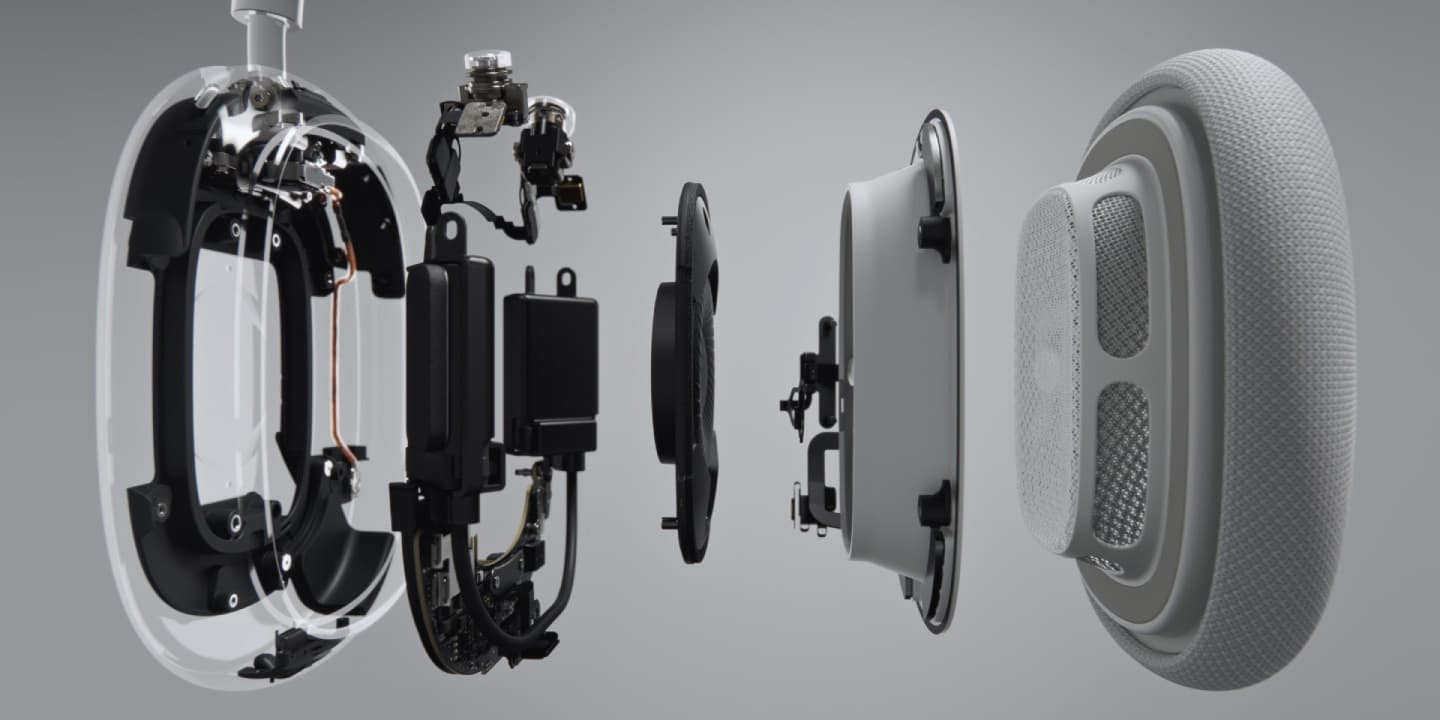 Rozložená sluchátka AirPods Max