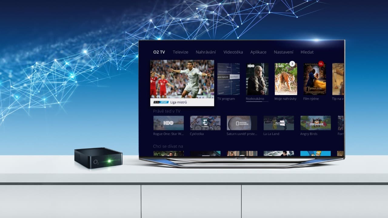 Takto vypadá O2 TV na televizní obrazovce