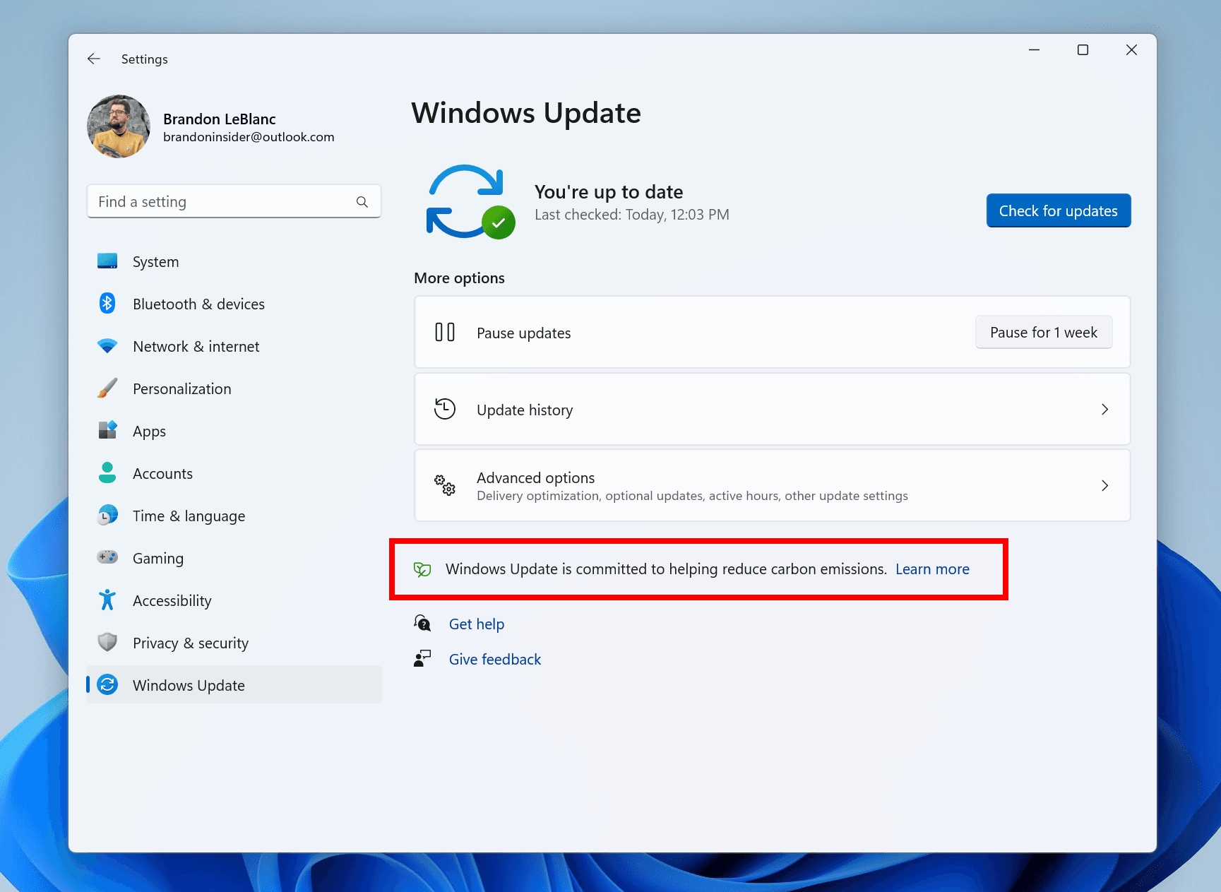 Windows Update a ekologie u automatických aktualizací