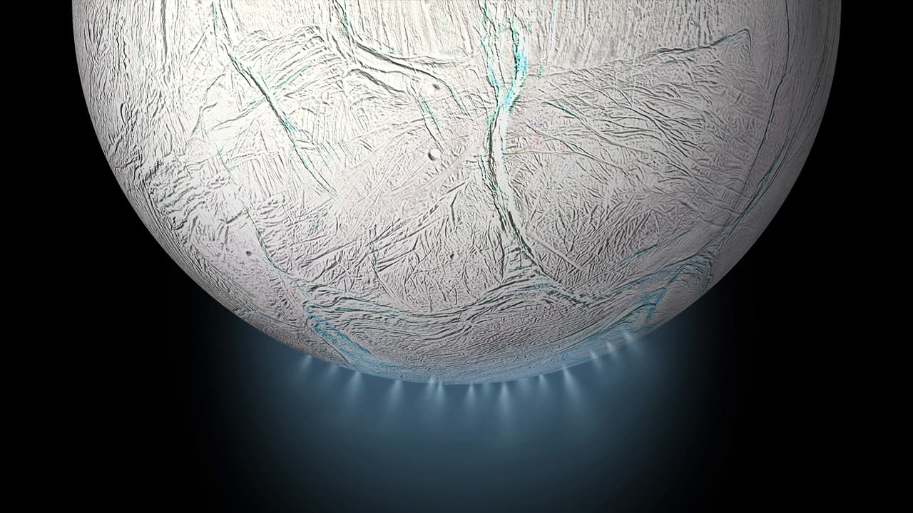 Enceladus, měsíc planety Saturn