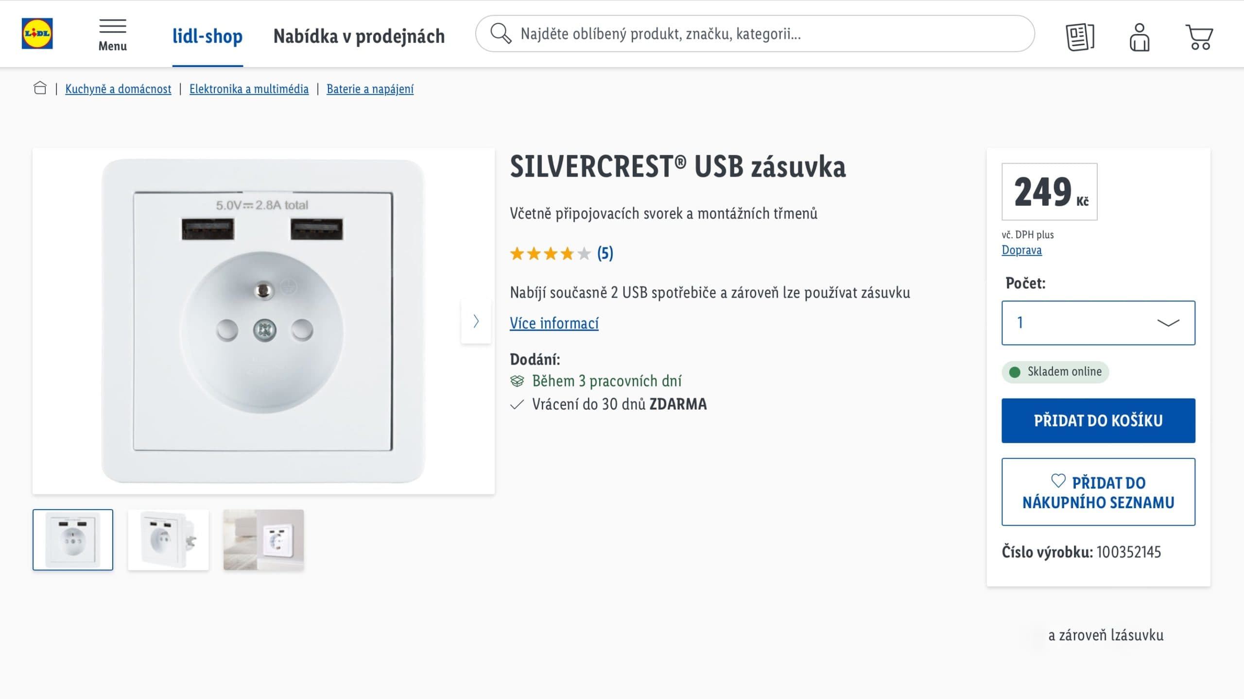 USB zásuvka z Lidlu