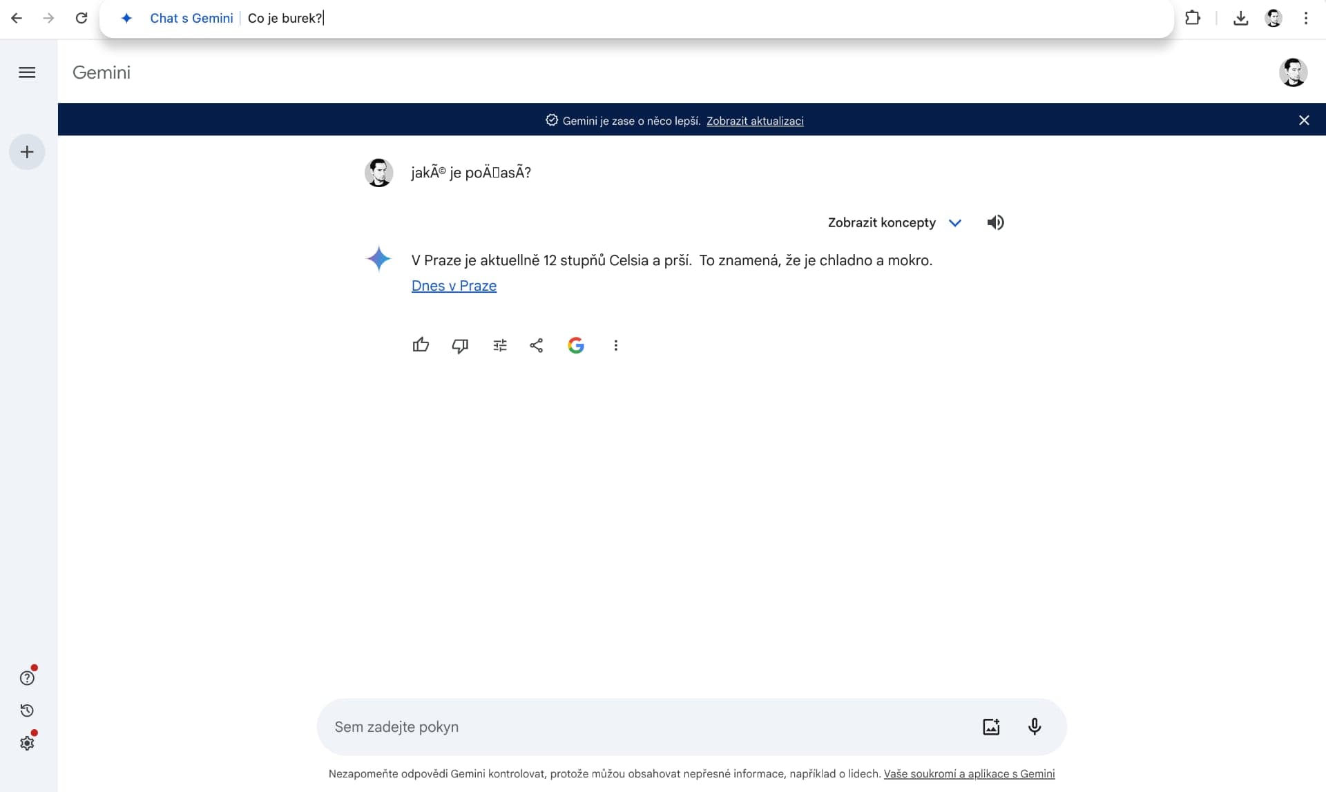 Gemini v adresním řádku Google Chrome