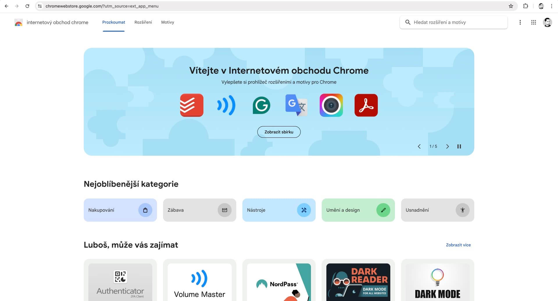 Google Chrome a obchod s aplikacemi