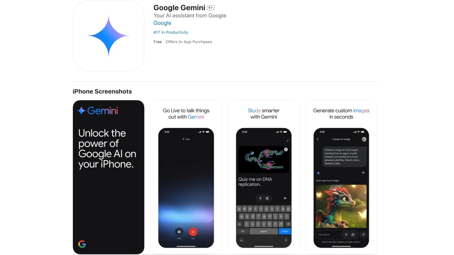 AI Gemini na mobilním telefonu Apple iPhone