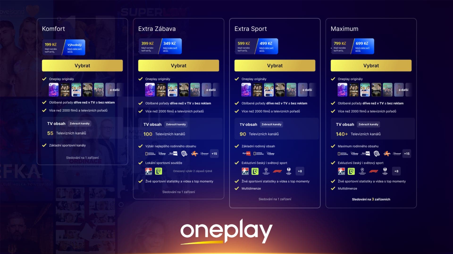 Přehled tarifů a cen Oneplay | foto: Oneplay