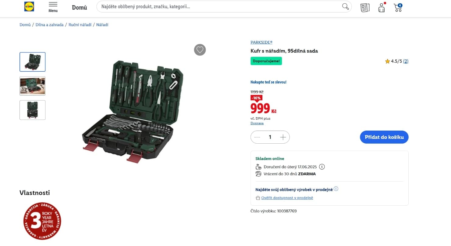 95dílná sada nářadí z Lidlu | foto: Richard Šimáček