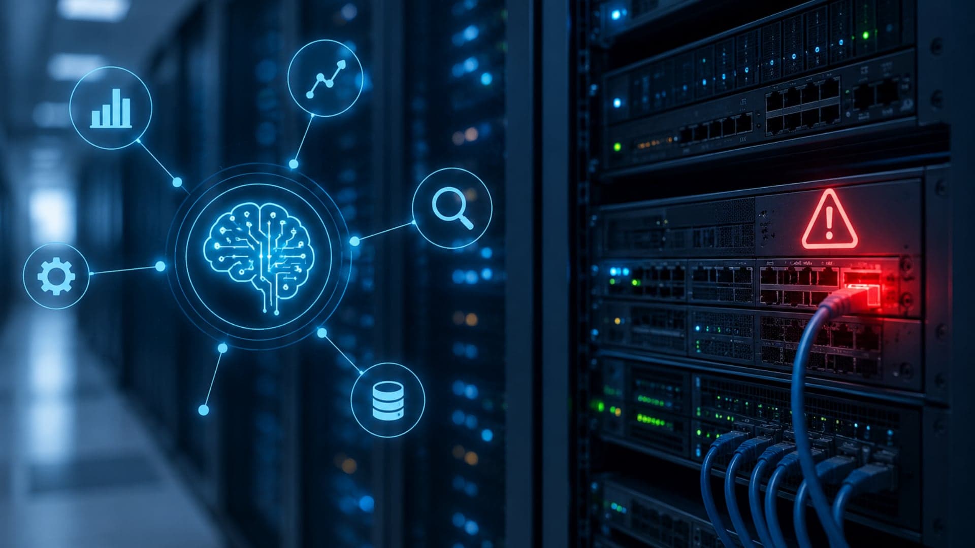 AI monitoring sleduje síťový provoz v reálném čase a upozorní na rizikový uzel dřív, než problém přeroste ve výpadek | Zdroj: Quantcom