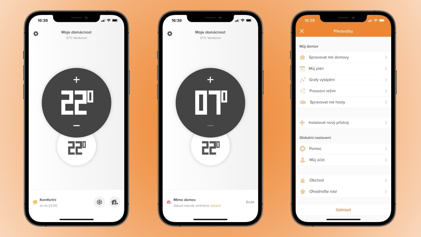 Uživatelské prostředí aplikace Netatmo Energy