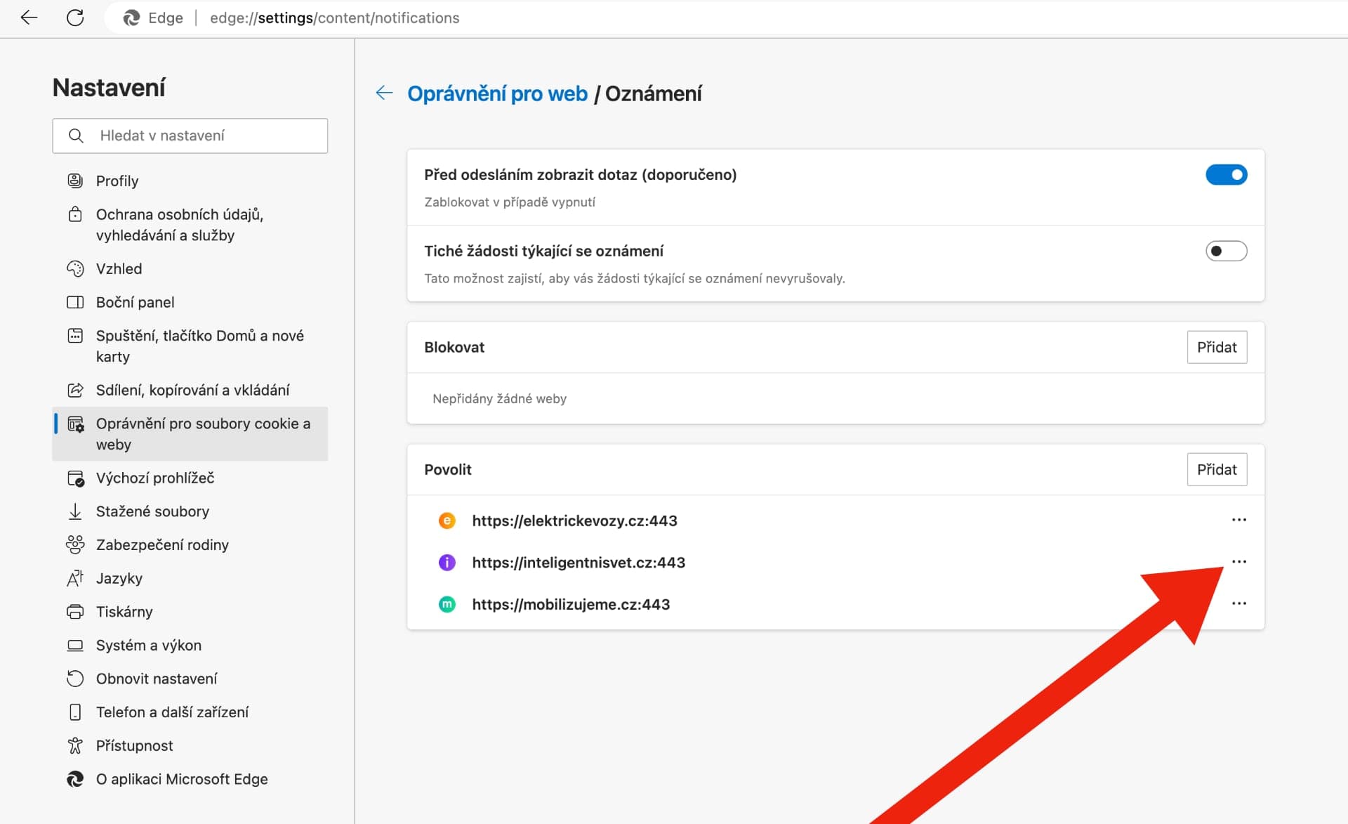 Jak vypnout notifikace u Microsoft Edge