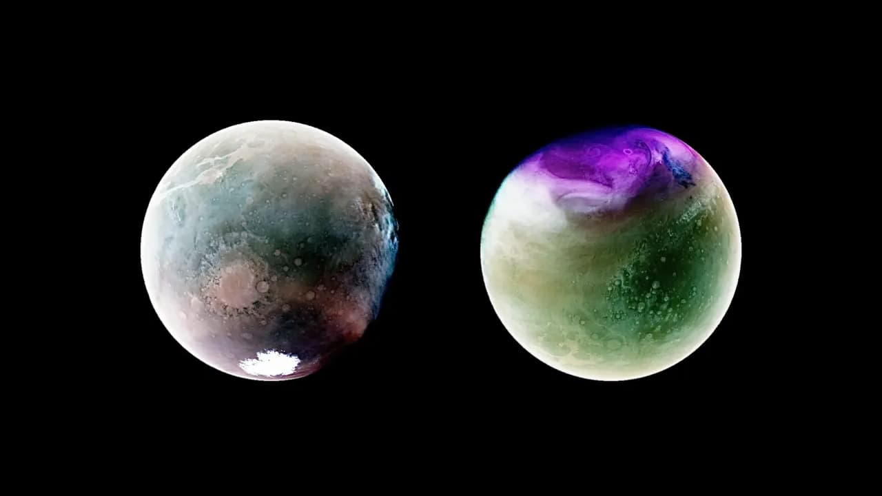Mars na nejnovějších UV snímcích