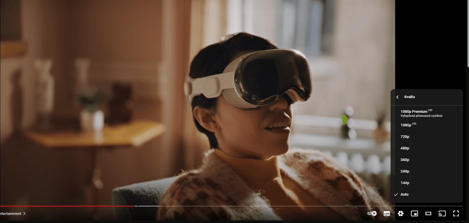 Funkci lze najít při rozbalení kolonky kvalita