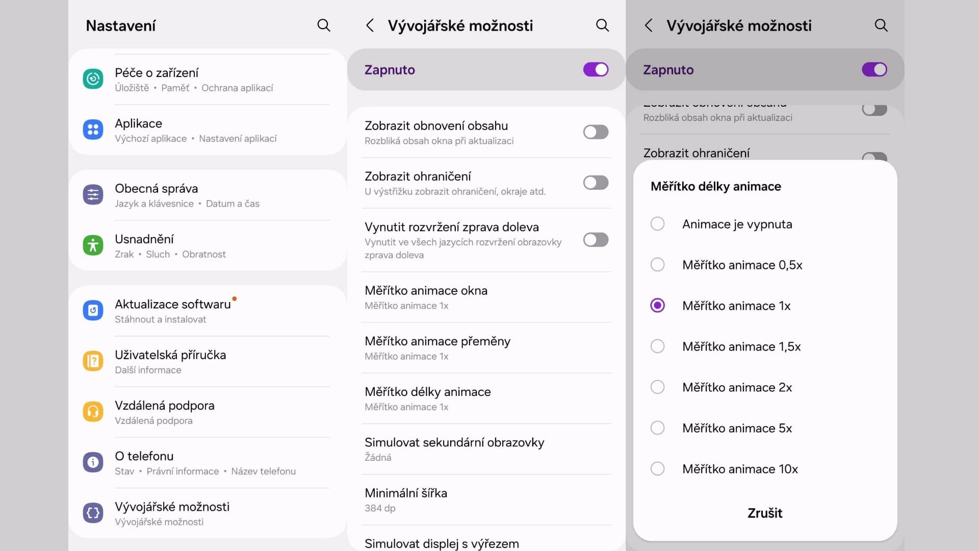 Android Vývojářské nastavení