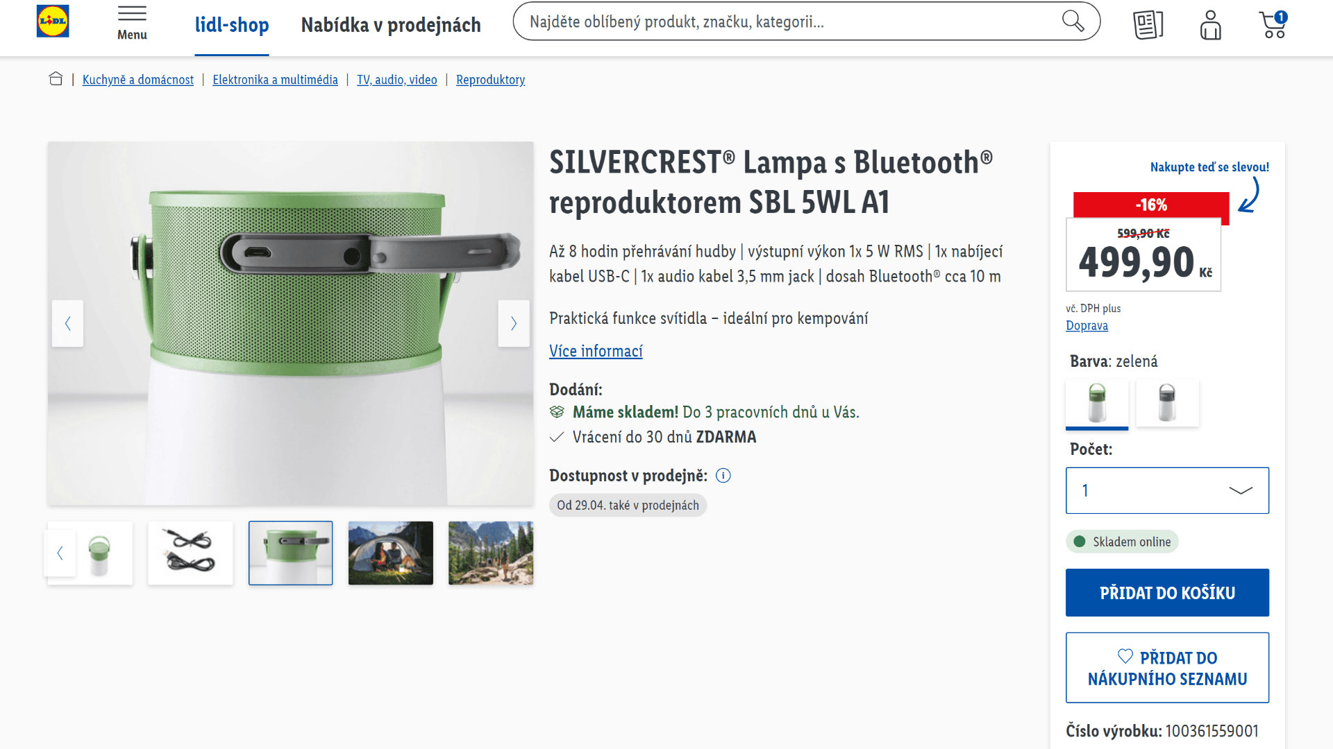Lidl lampa s Bluetooth reproduktorem